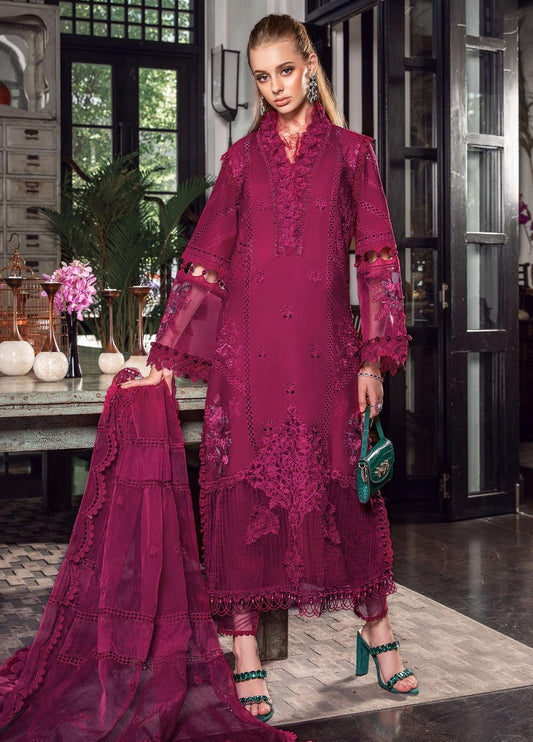 MARIA B MAGENTA CHIKANKARI LAWN EMBROIDERY DRESS