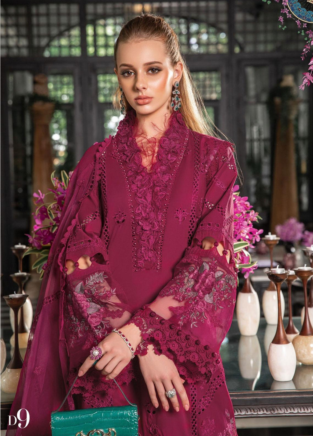MARIA B MAGENTA CHIKANKARI LAWN EMBROIDERY DRESS SC 1169