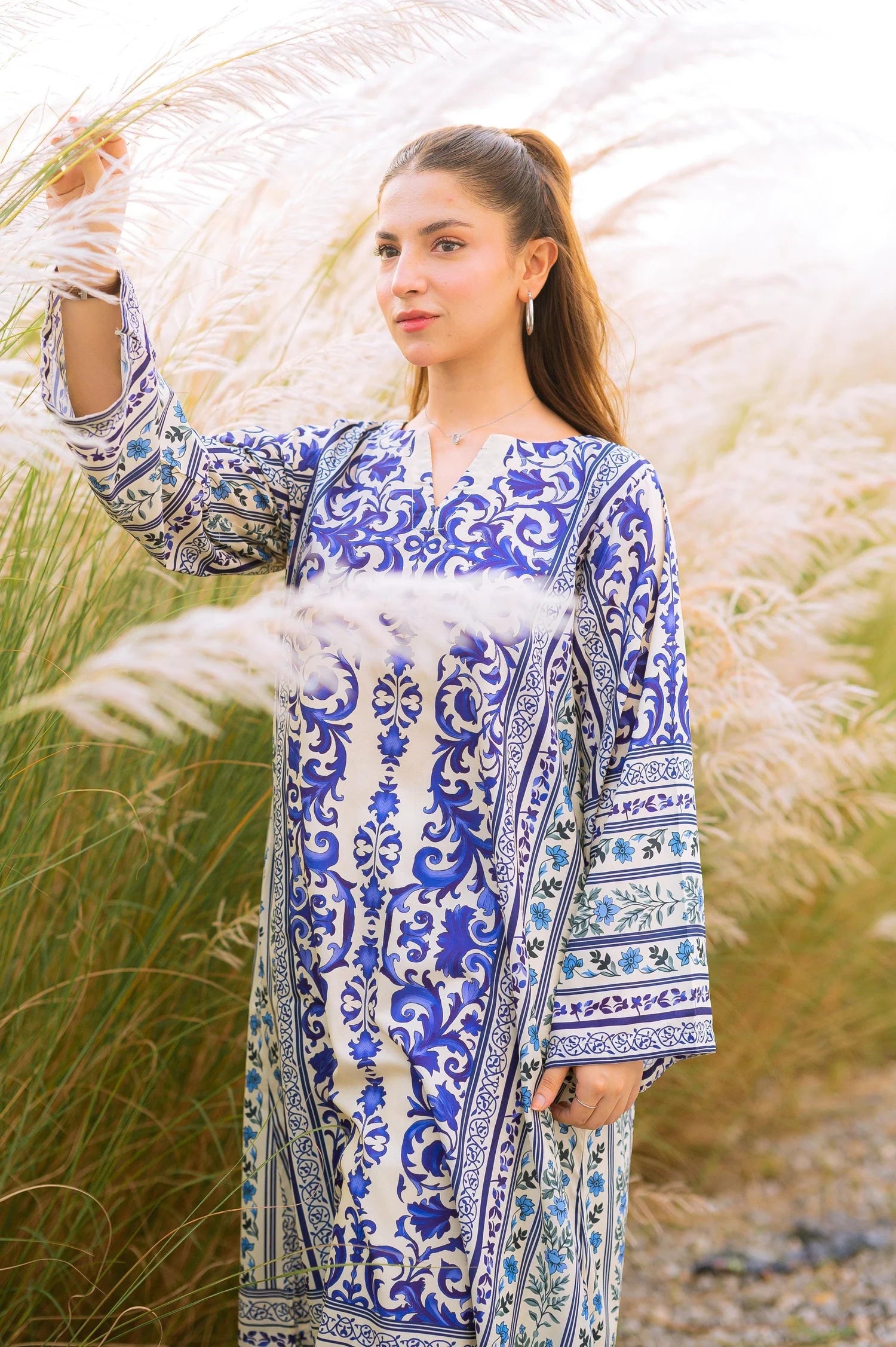 swiss lawn dress design Bloom Digital Printed Co-Ord Dress Swiss Lawn (Stitched)
