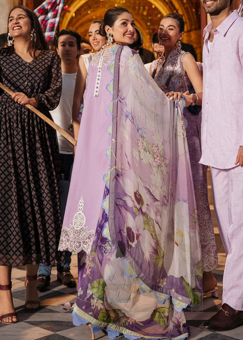 Mushq Light Purple Chikankari Lawn Embroidery Dress 3pc SC 1209