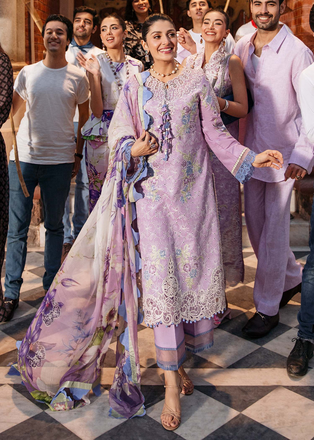 Mushq Light Purple Chikankari Lawn Embroidery Dress 3pc SC 1209