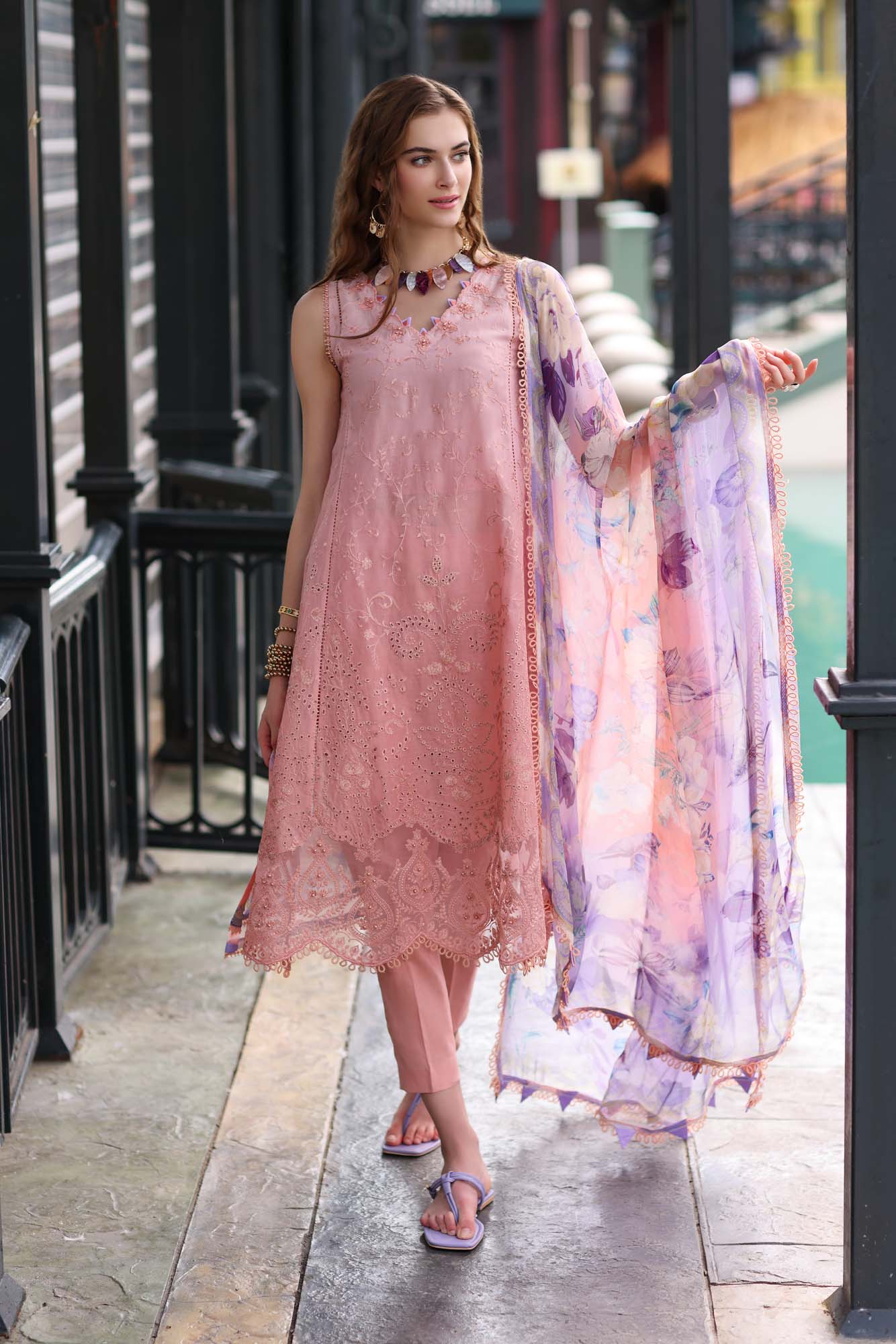 Noor By Saadia Assd D01-B 3 Piece Unstitched Suit   SC 1218