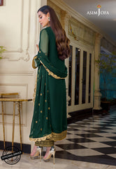 Asim Jofa Bottle Green Chiffon Embroidery Collection SC 1017