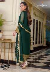 Asim Jofa Bottle Green Chiffon Embroidery Collection SC 1017