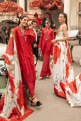 MUSHQ Red Embroidered Lawn Chikankari SC 1214
