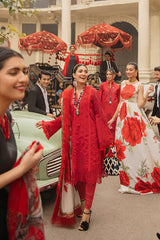 MUSHQ Red Embroidered Lawn Chikankari SC 1214