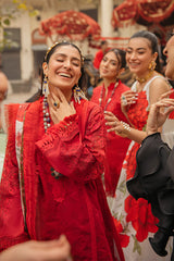 MUSHQ Red Embroidered Lawn Chikankari SC 1214