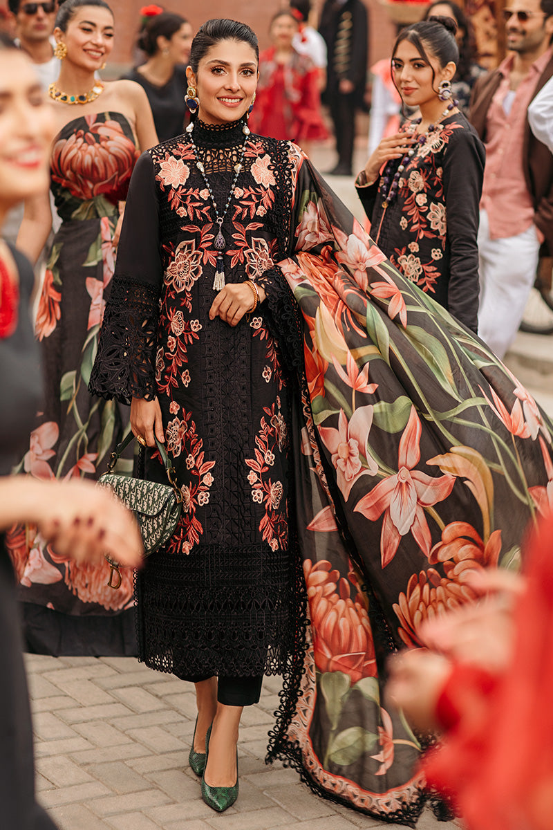 Mushq Black Chikankari Rosa Lawn Dress 3PC SC 1205