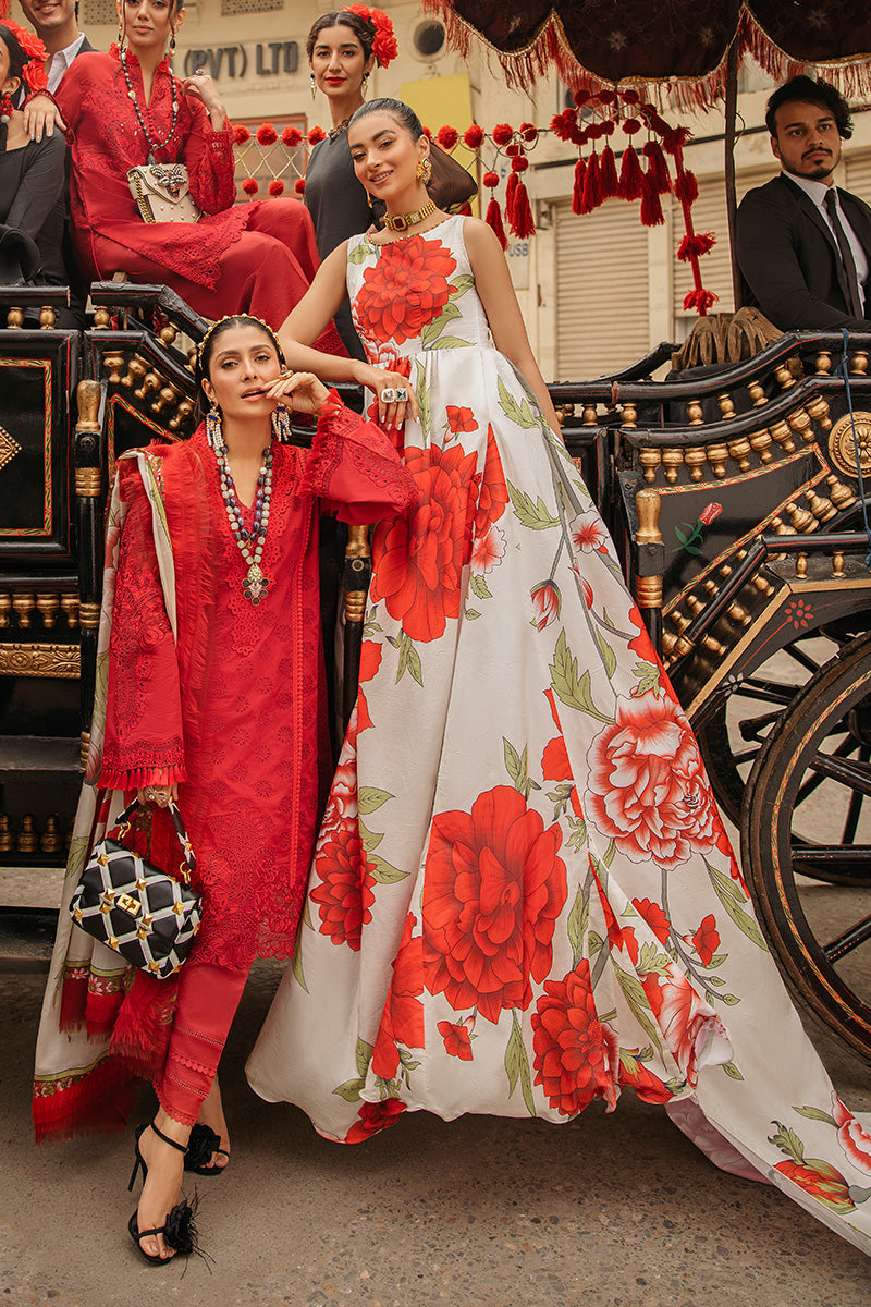 MUSHQ Red Embroidered Lawn Dress  - No: SC 1214 - Shiss collection
