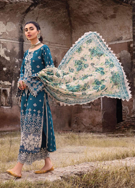 Zainab Chottani Blue Embroidered Chikankari Lawn Dress